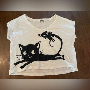Cute cat & mouse print top